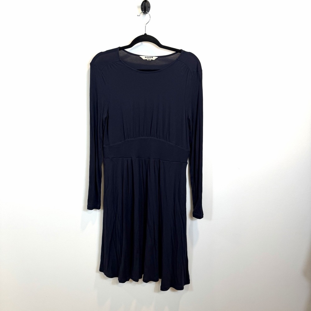 BODEN Thea Short Jersey Dress Navy Blue D0905 Size US 10 Regular Stretch Knit